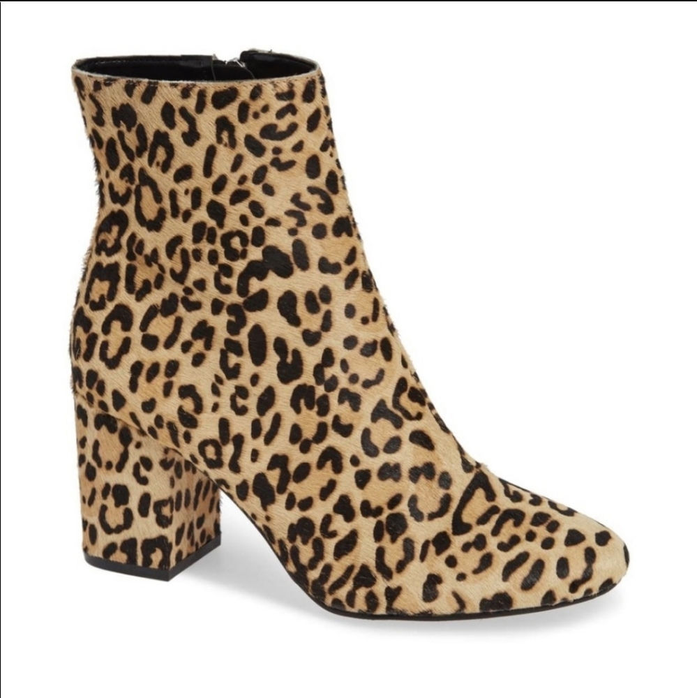 Halogen Pony Hair Leopard Print Ankle Boots 7M